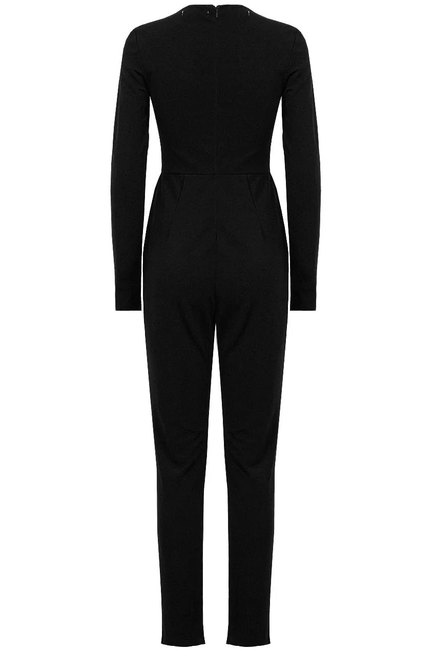 Kim Black Lace Tie Up Jumpsuit