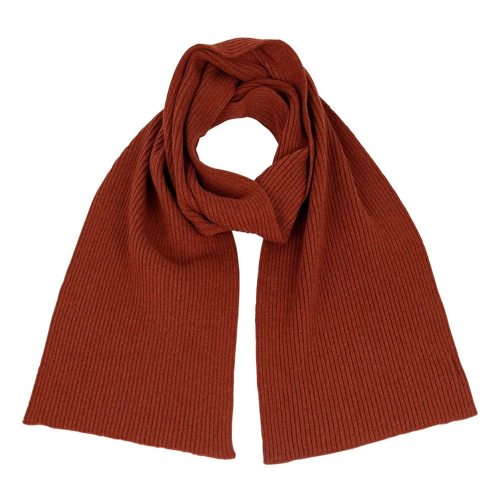 Lambswool Ribbed Scarf - Burnt Orange