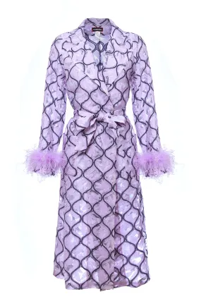 Lavender Coat № 23 With Detachable Feathers Cuffs