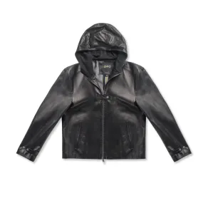 Leather Zip-up Hoodie