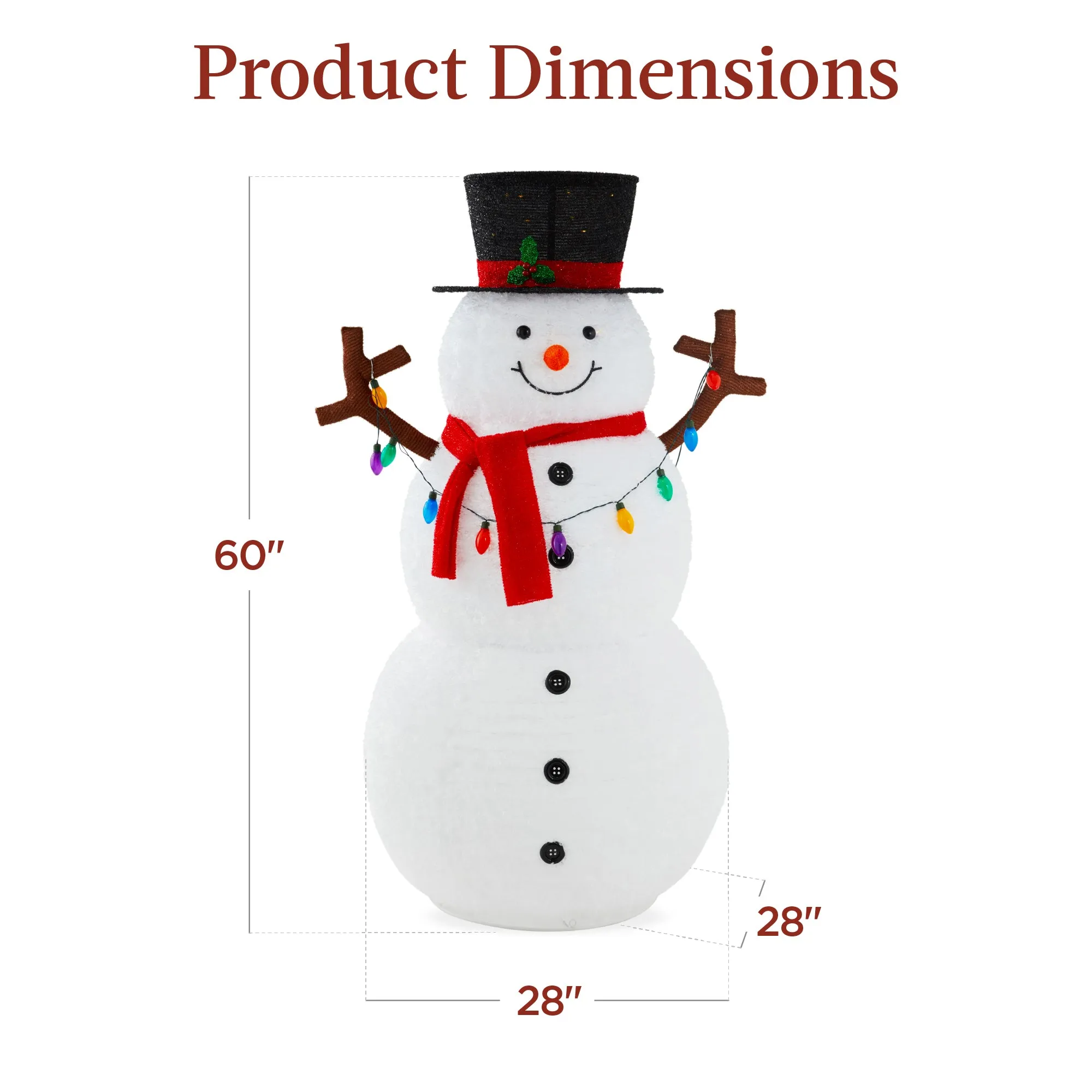 Lighted Pop-Up Snowman Outdoor Christmas Decoration w/ LED Lights