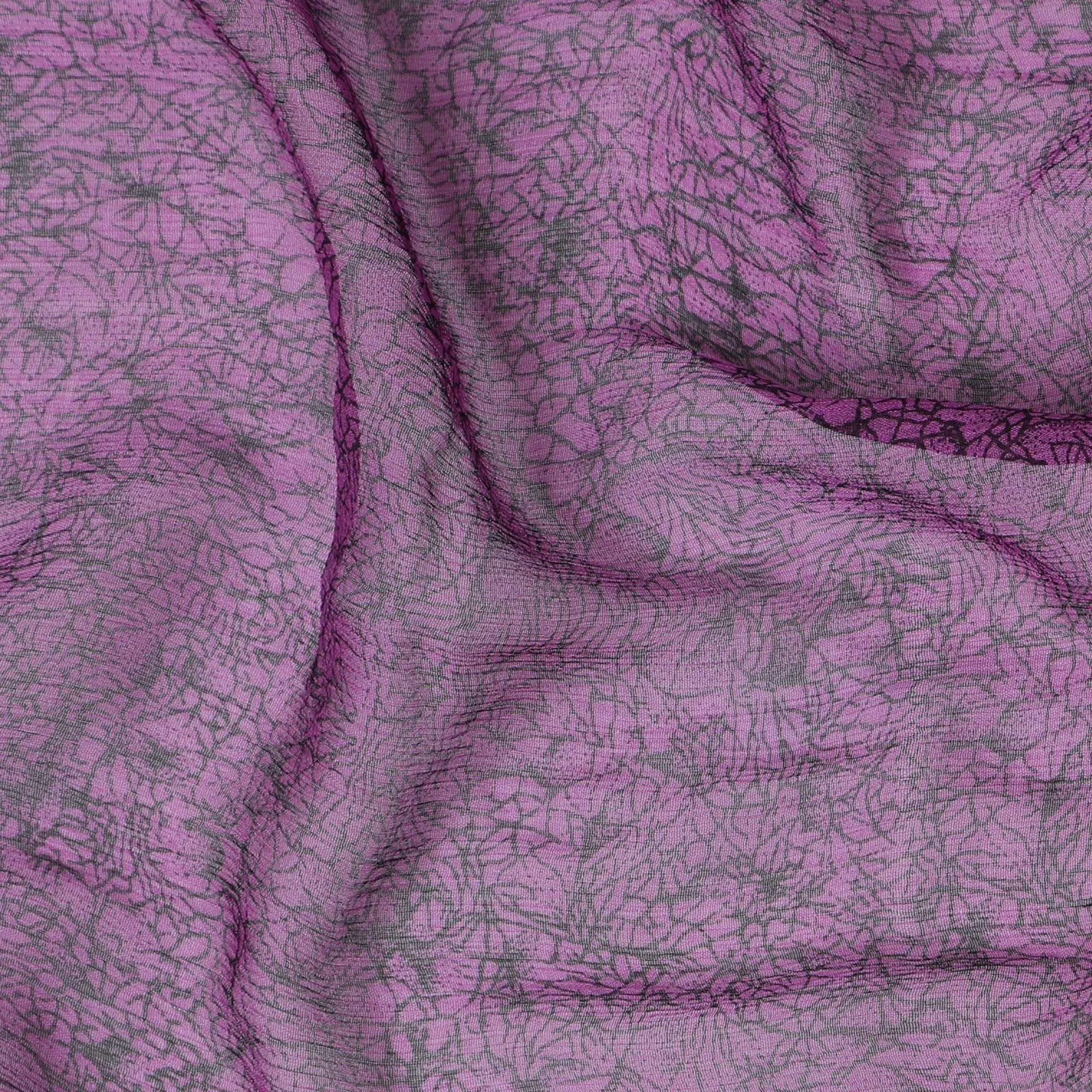 Lilac Dream Pure Wrinkle Silk Chiffon Fabric - Textured Elegance, 110cm Width - Buy Online by the Meter-D18058