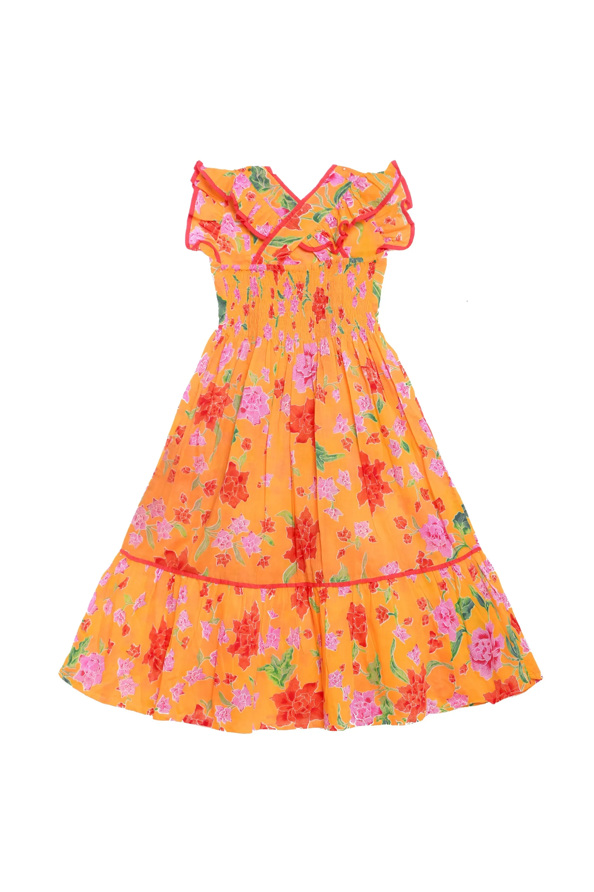 Lilas Dress Orange Sherbet Floral