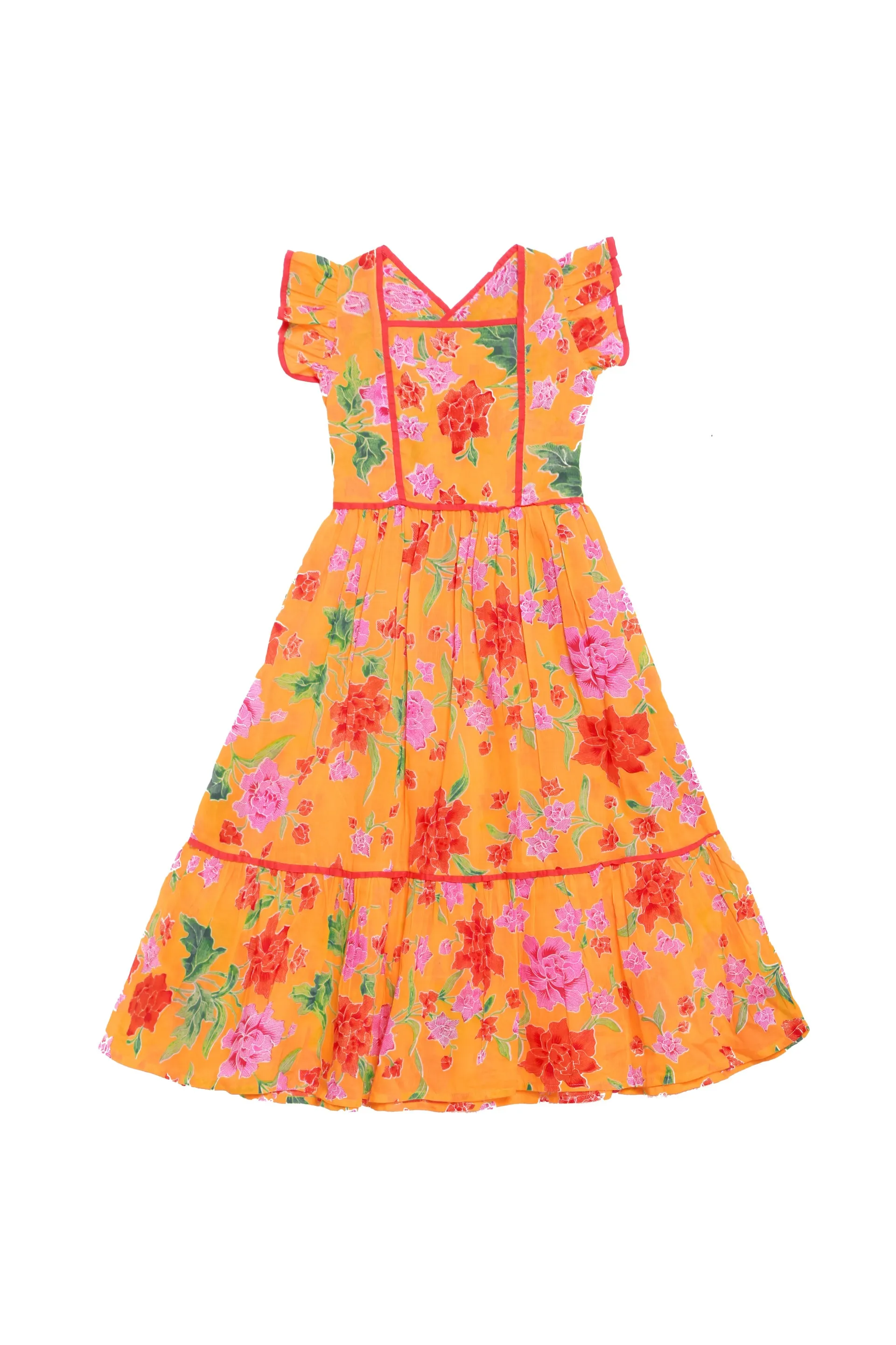 Lilas Dress Orange Sherbet Floral