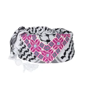 LINDA BLACK & WHITE KEFFIYEH CROSS