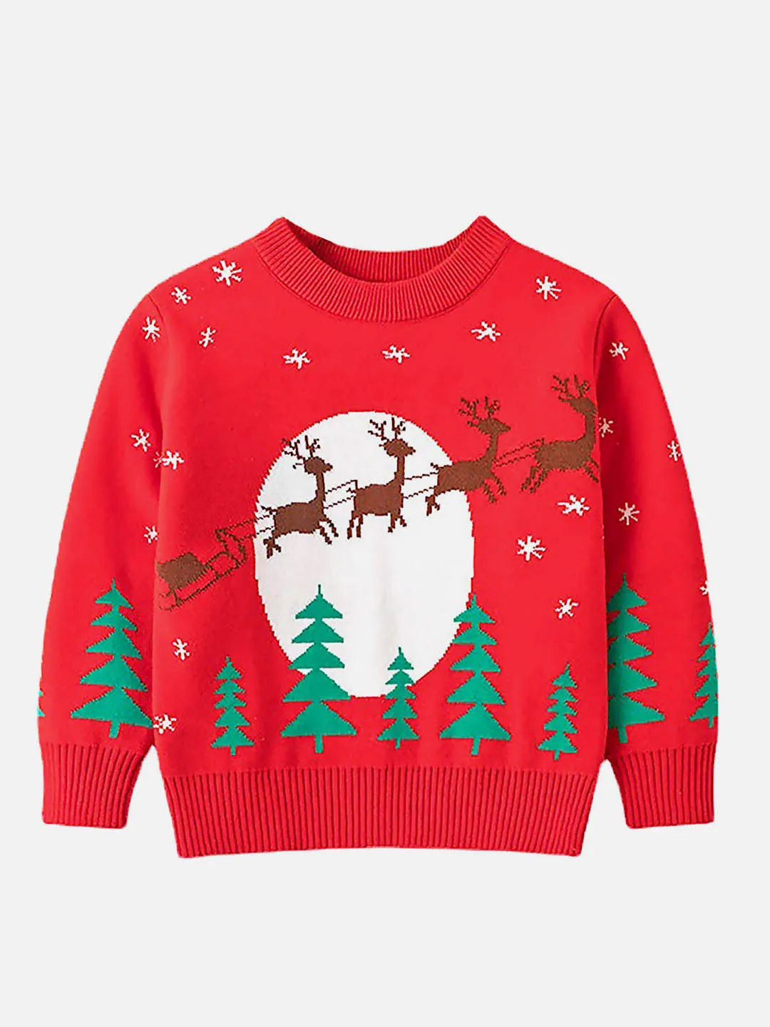 Little Surprise Box Red Flying Sleigh Knitted Christmas cardigan Sweater for Kids