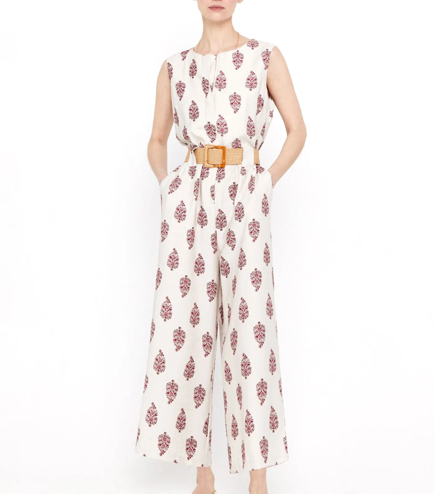 Long Jumpsuit with Belt Multicolor