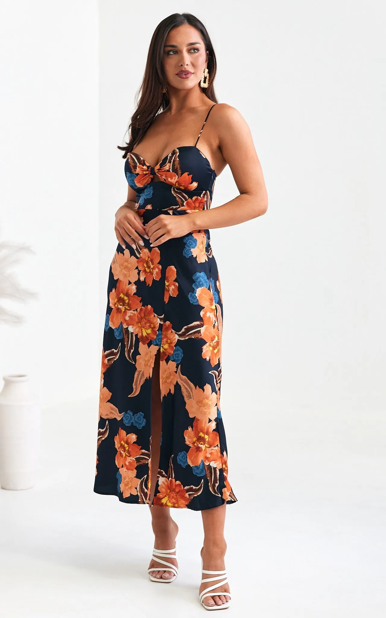 Lyla Maxi Dress - Navy Orange Floral