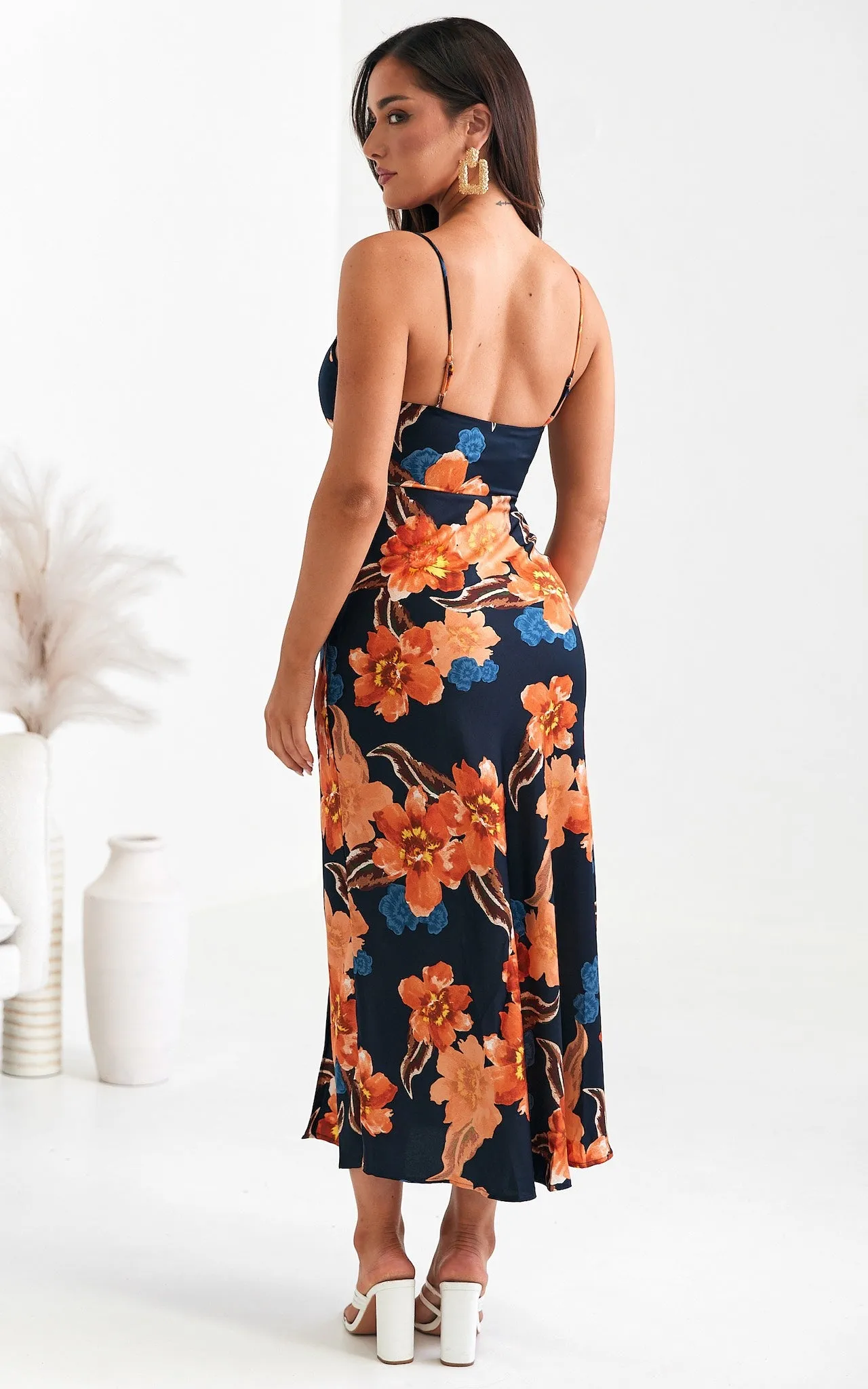 Lyla Maxi Dress - Navy Orange Floral