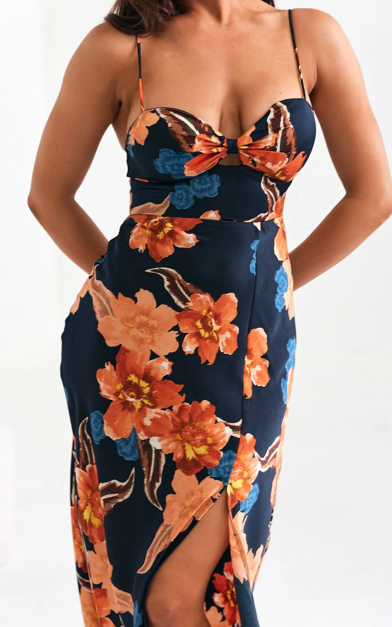 Lyla Maxi Dress - Navy Orange Floral