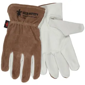 MCR Safety 3204 Select Grade Grain Palm, Leather Drivers Work Gloves, Beige, Box of 12 Pairs