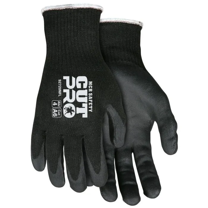 MCR Safety Cut Pro 92720NF 10 Gauge HyperMax Shell Nitrile Foam Coated Work Gloves, Black, 1 Pair