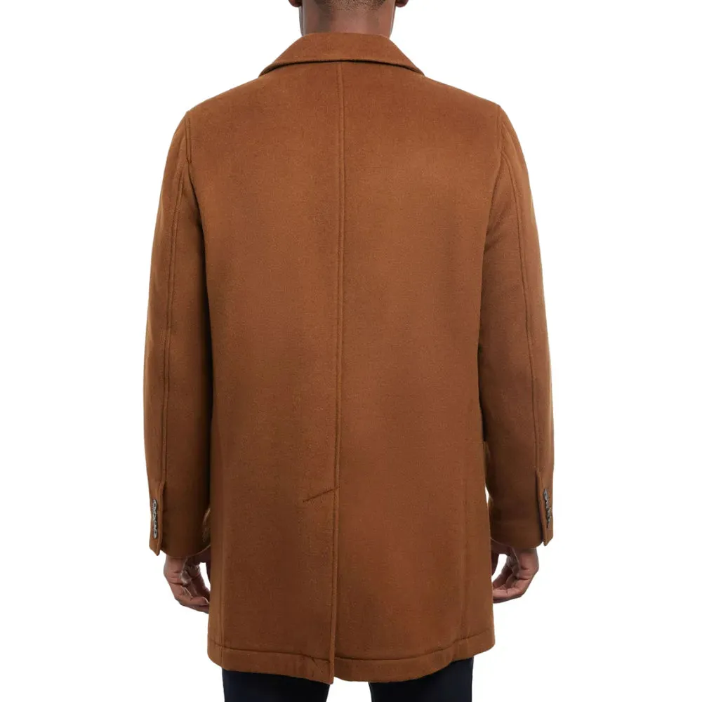 Mens Brown Double Breasted Wool Coat