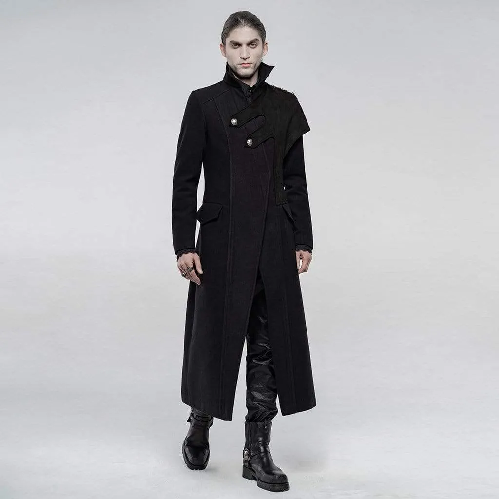 Men's Gothic Military Style Woolen Overcoat