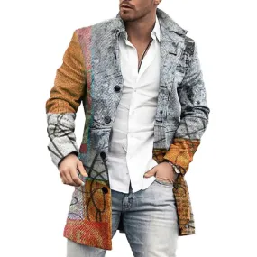 Men's Mid-Length Plaid Print Casual Coat 43532214L