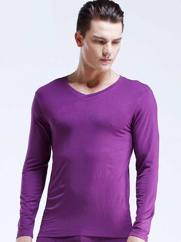 Mens Ultra Soft Low Cut V-Neck Thermal Shirt