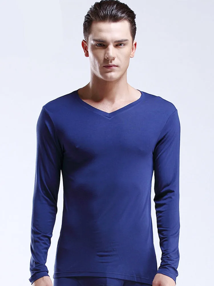 Mens Ultra Soft Low Cut V-Neck Thermal Shirt