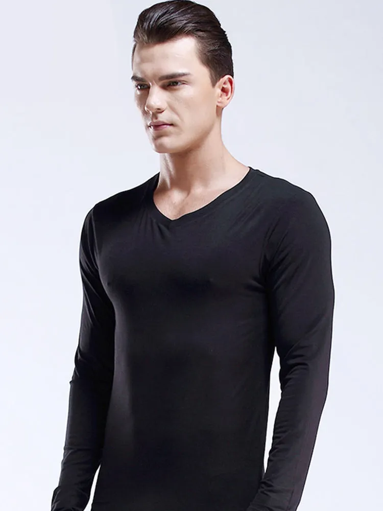 Mens Ultra Soft Low Cut V-Neck Thermal Shirt