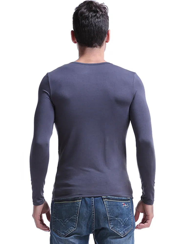 Mens Ultra Soft Low Cut V-Neck Thermal Shirt