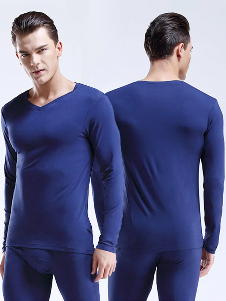 Mens Ultra Soft Low Cut V-Neck Thermal Shirt