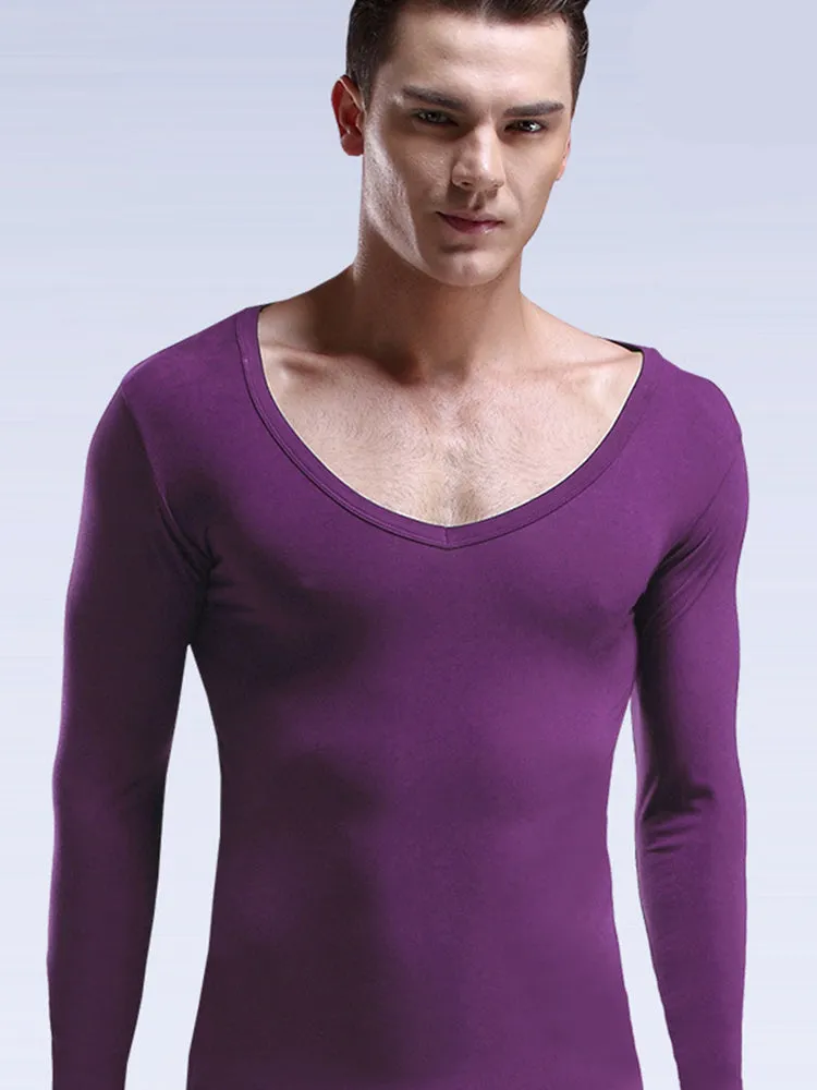 Mens Ultra Soft Low Cut V-Neck Thermal Shirt