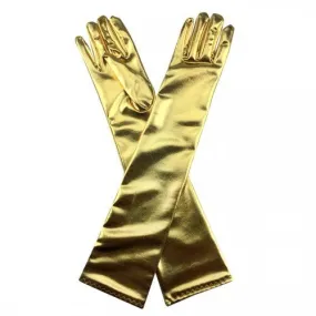 Metallic Elbow Long Gloves - Gold