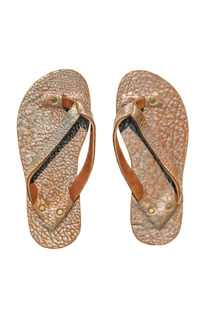 Metallic Lambskin Flip Flops