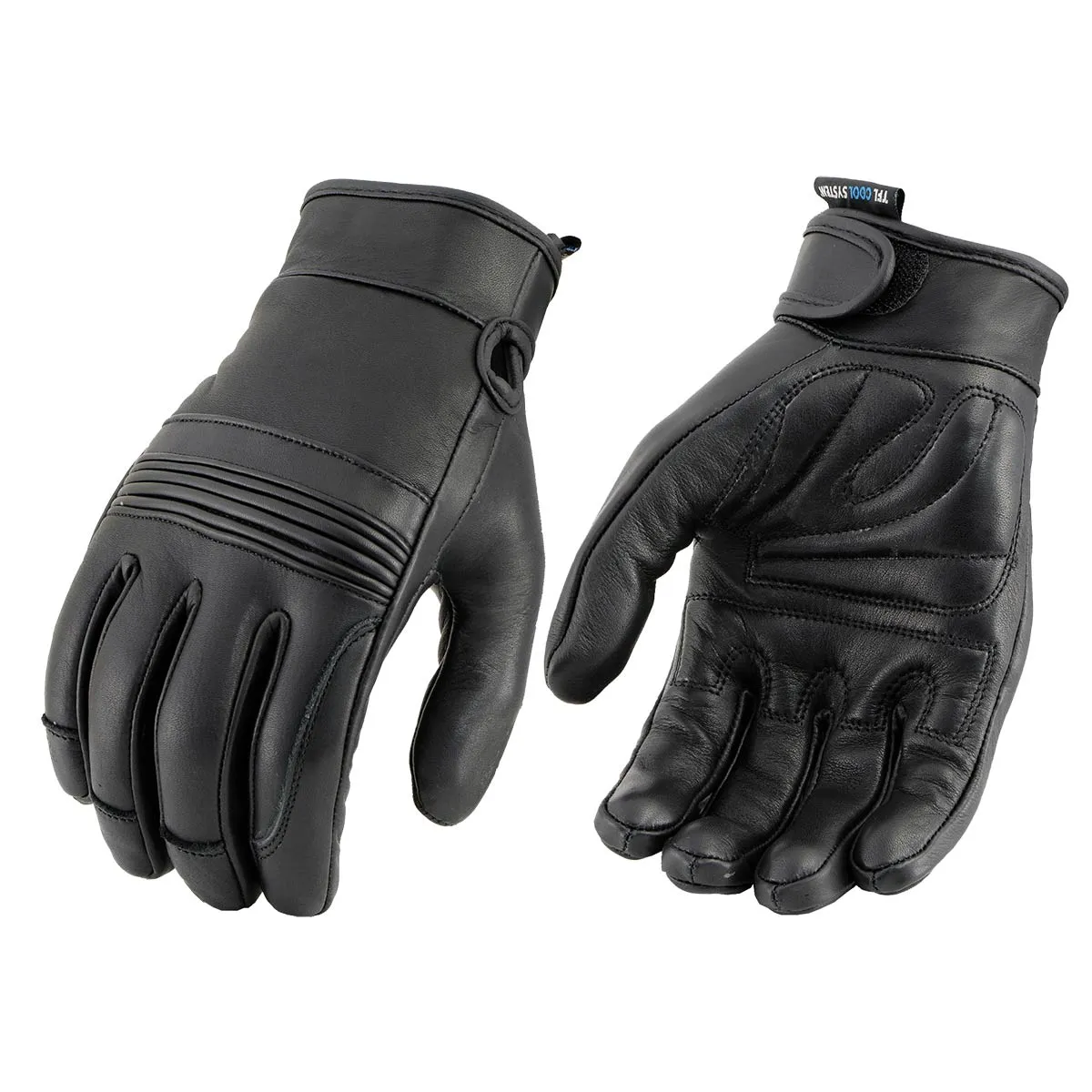 Milwaukee Leather MG7536 Men's Black ‘Cool-Tec’ Leather Gel Palm Motorcycle Hand Gloves W/ Flex Knuckles