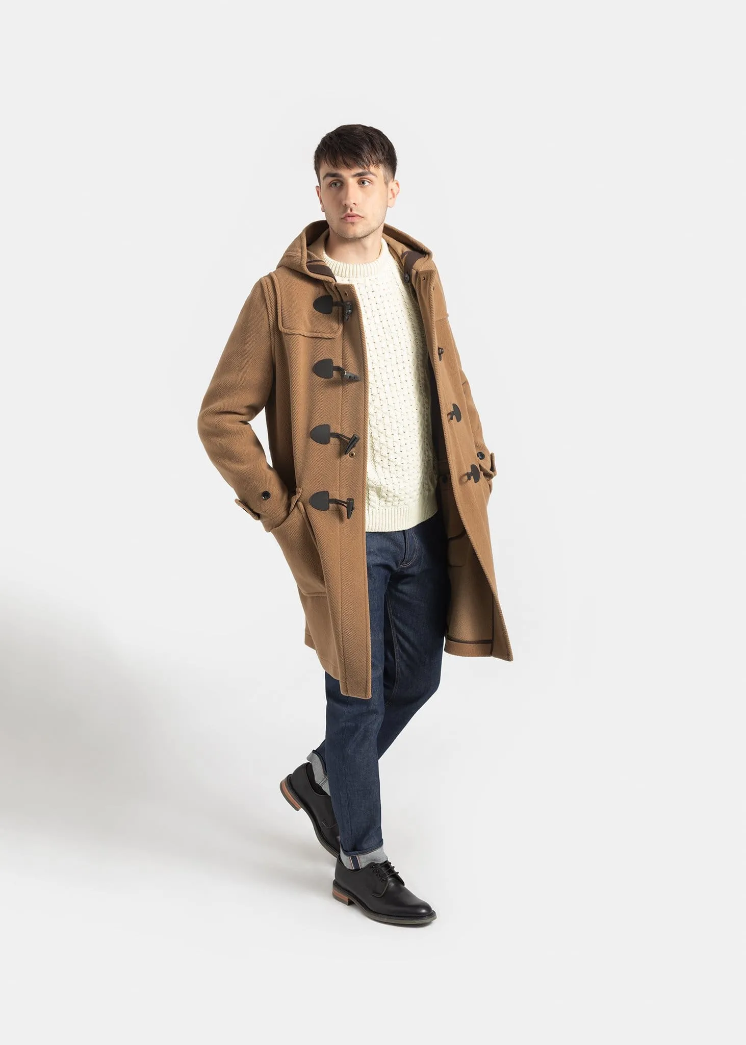 Morris Herringbone Duffle Coat Camel