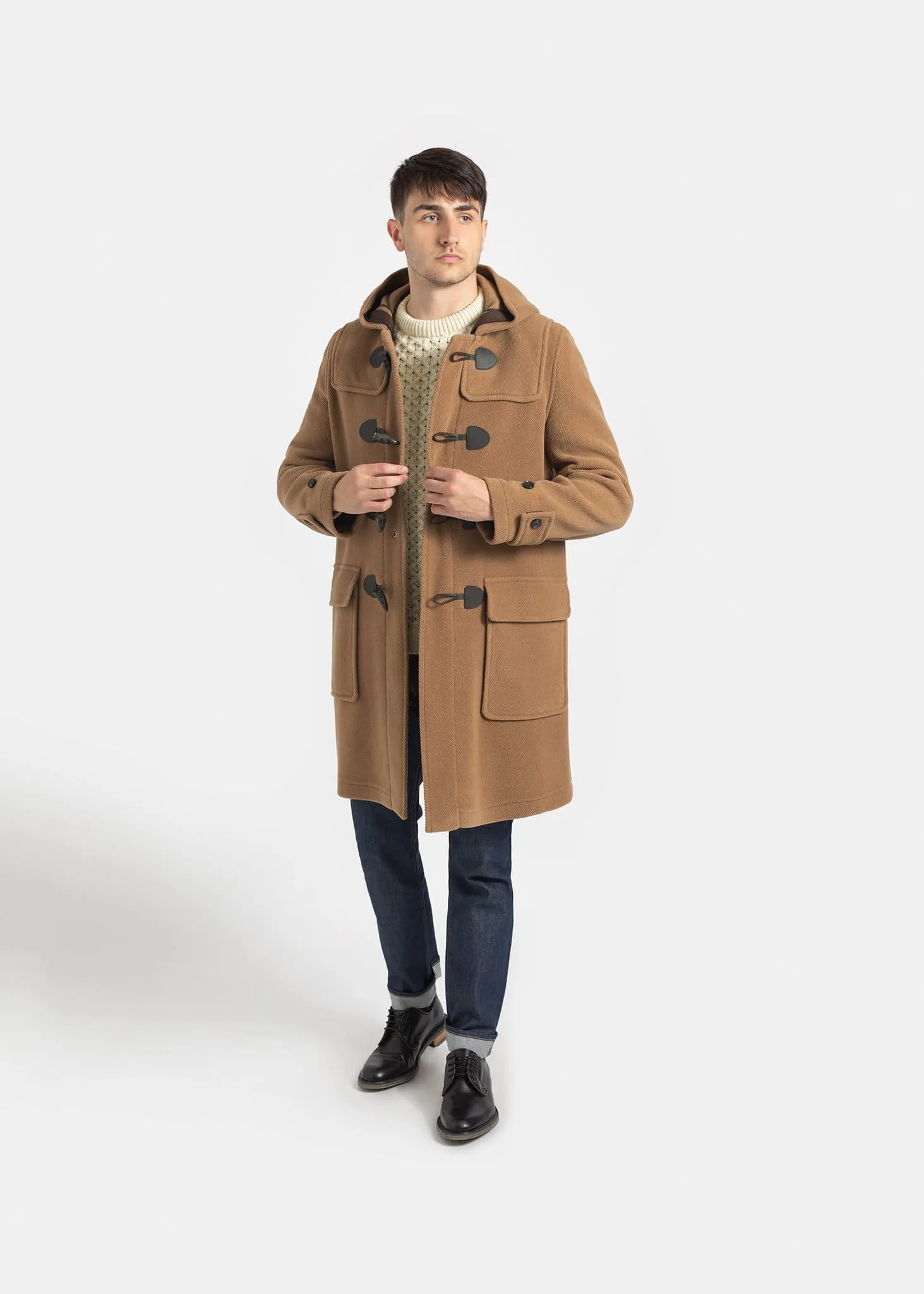 Morris Herringbone Duffle Coat Camel