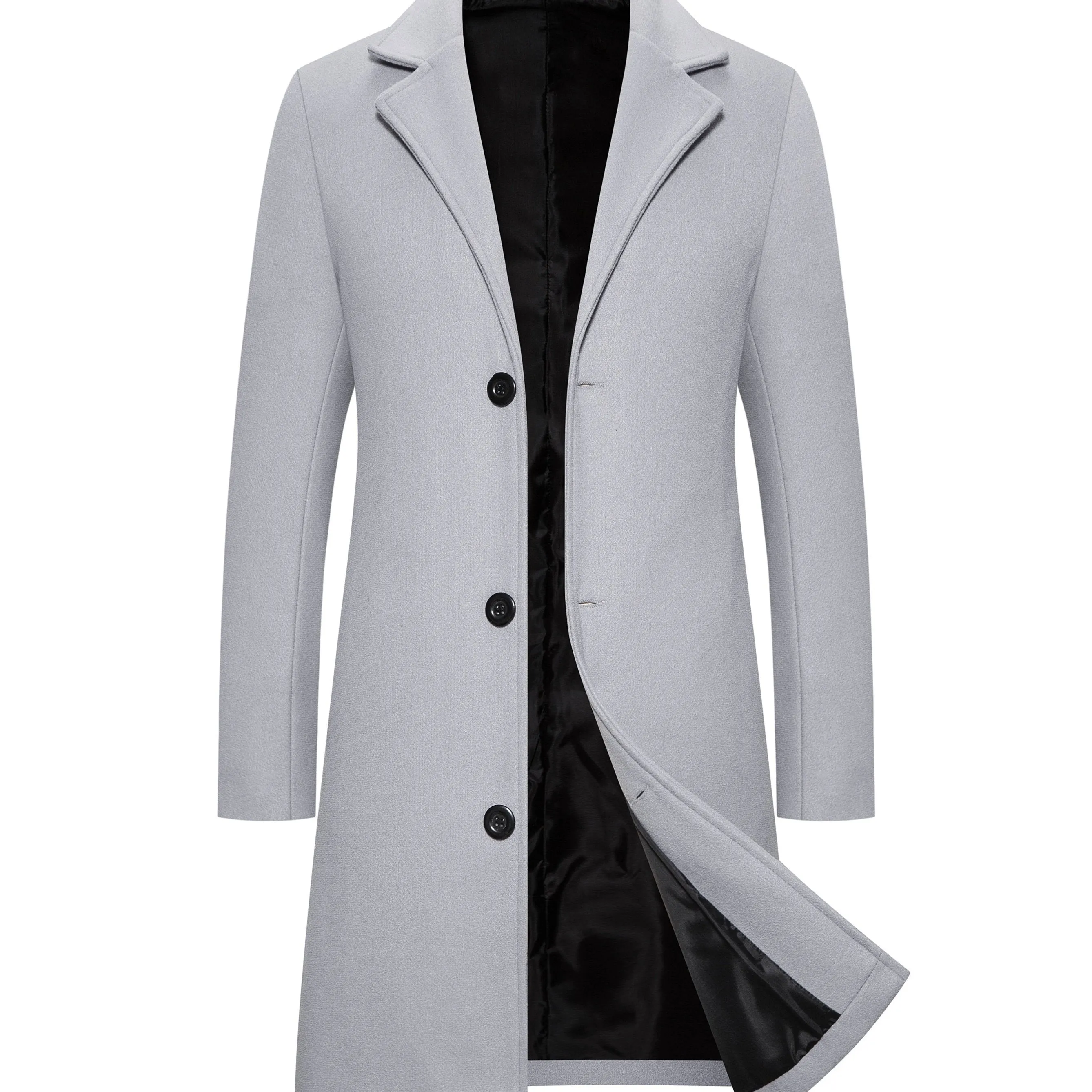 New Men's Mid-length Single Breasted Trench Coat Jacket