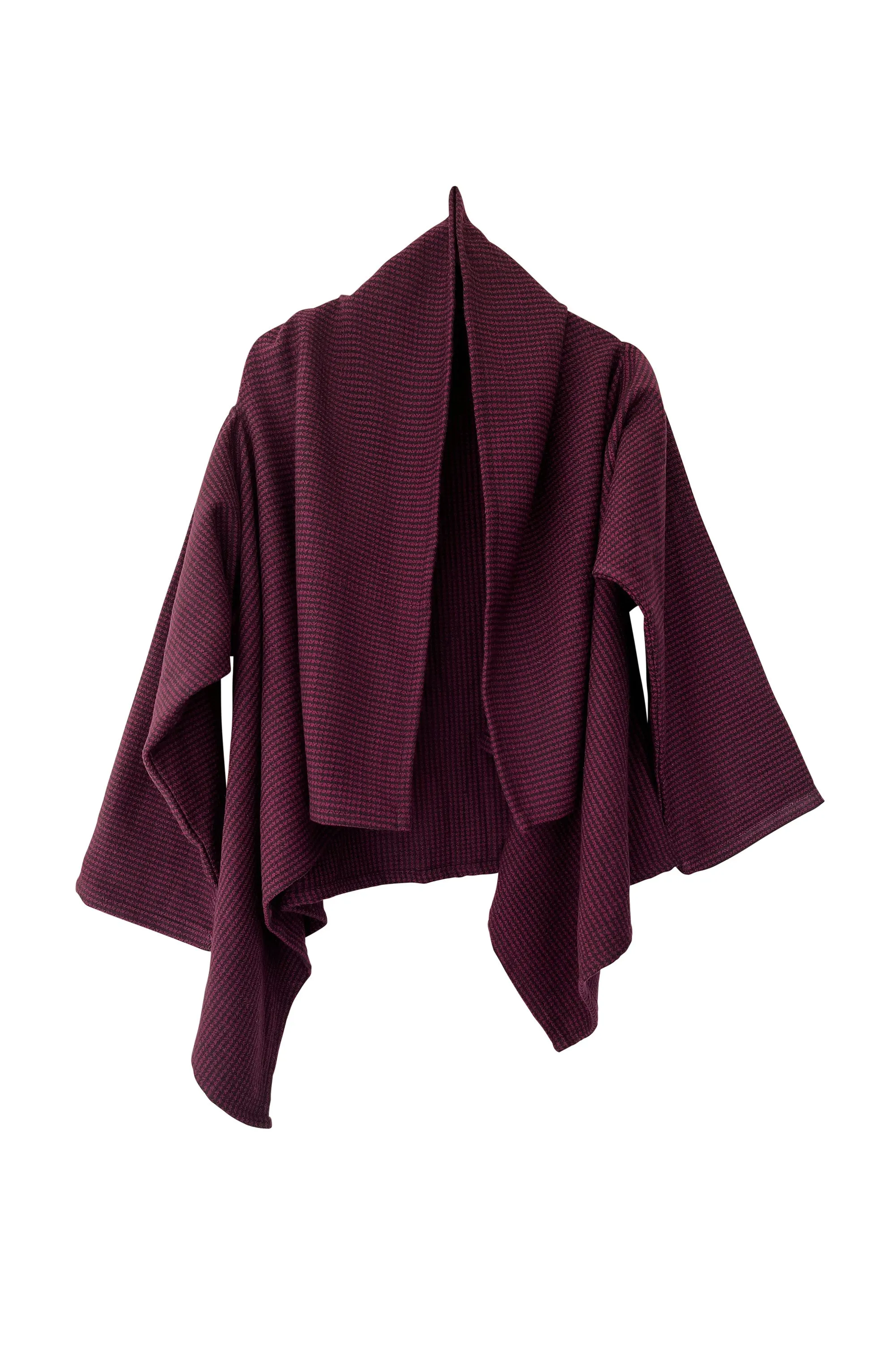 NEW! Short Wool Cape Coat Cocoon Maroon