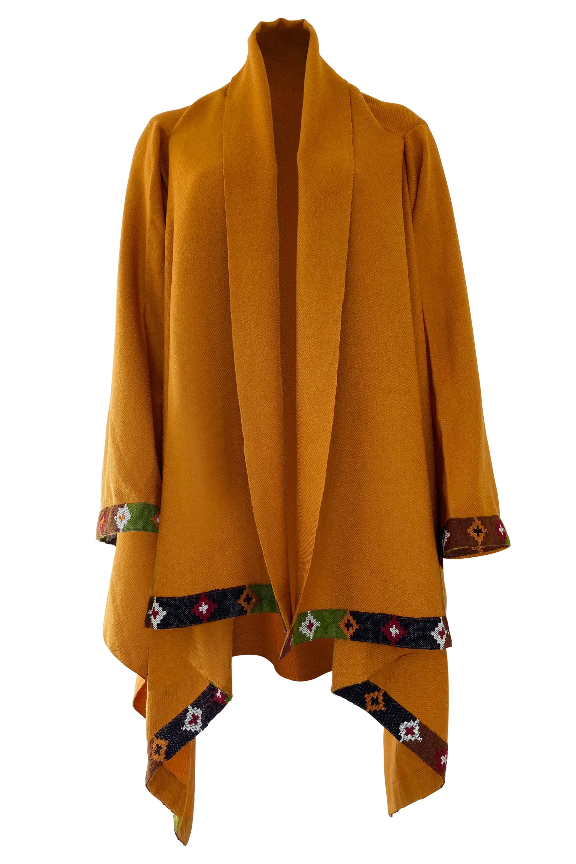 NEW! Wool Cape Coat Cocoon Mustard