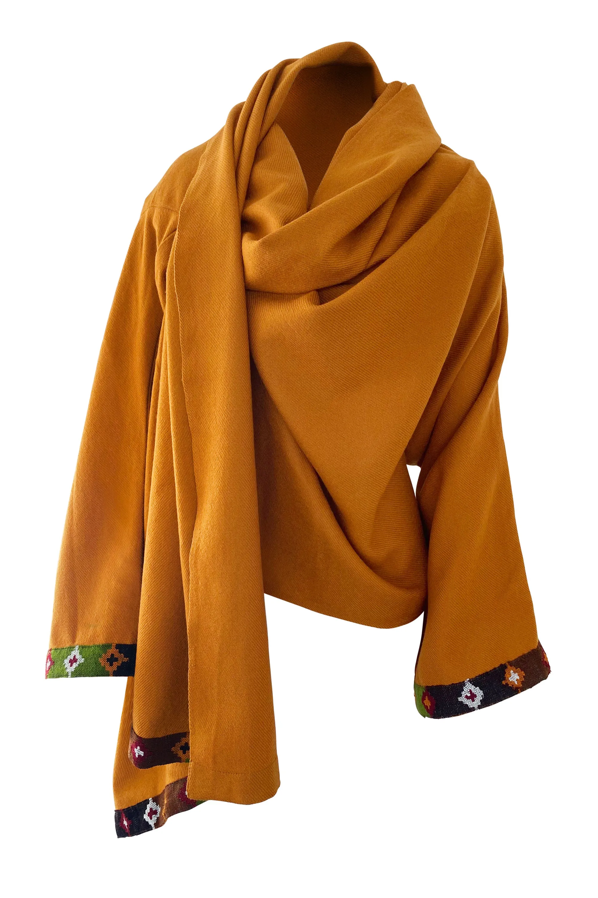 NEW! Wool Cape Coat Cocoon Mustard