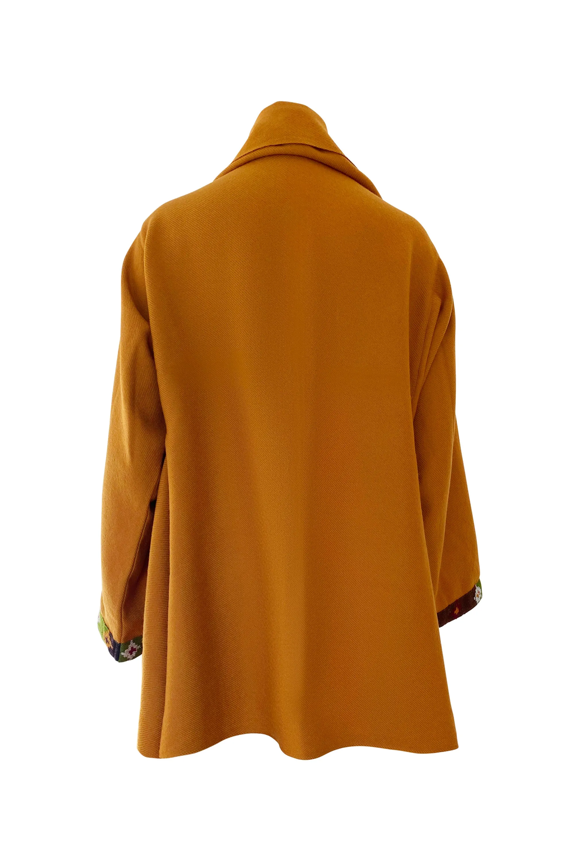 NEW! Wool Cape Coat Cocoon Mustard