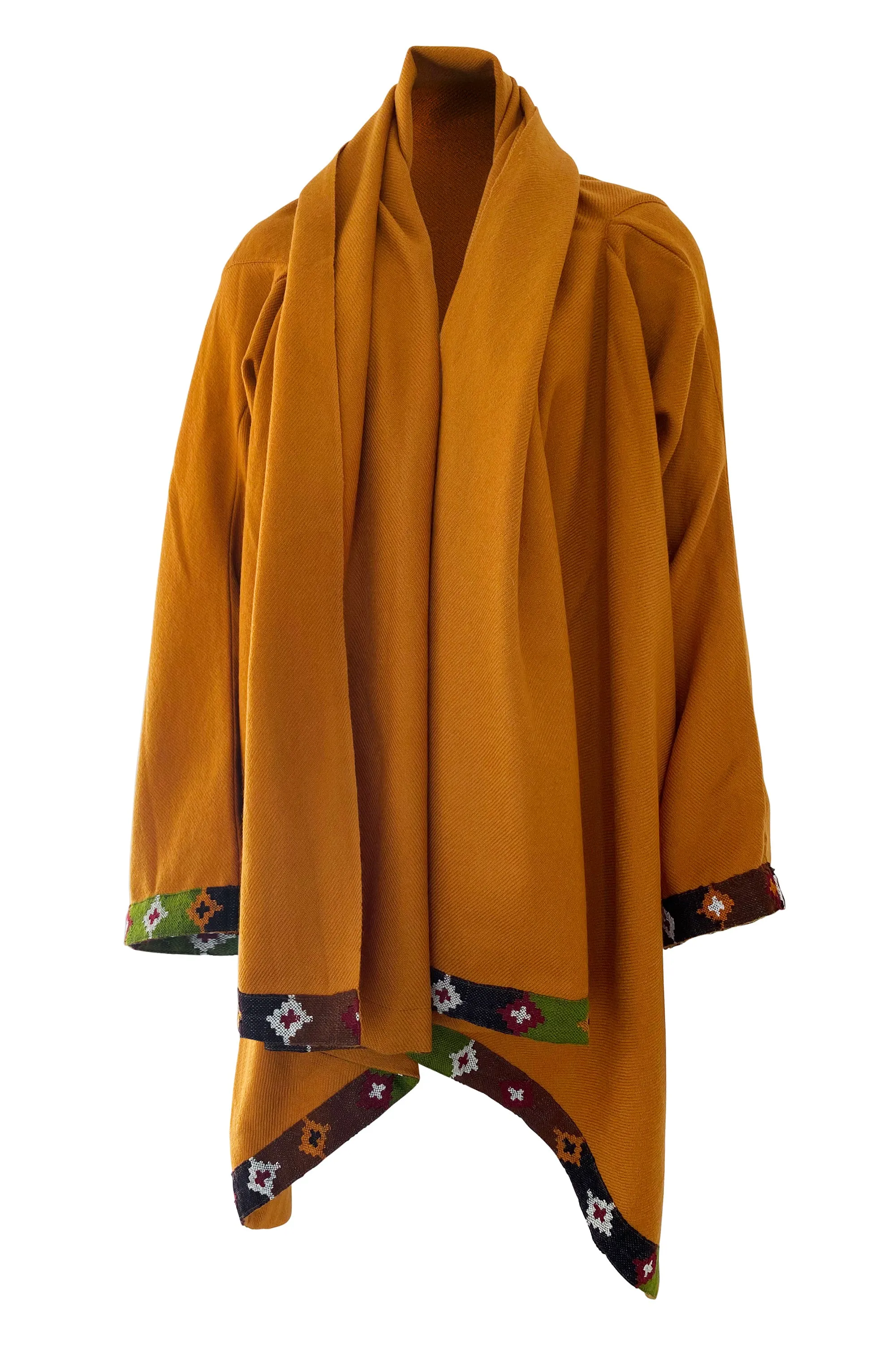 NEW! Wool Cape Coat Cocoon Mustard