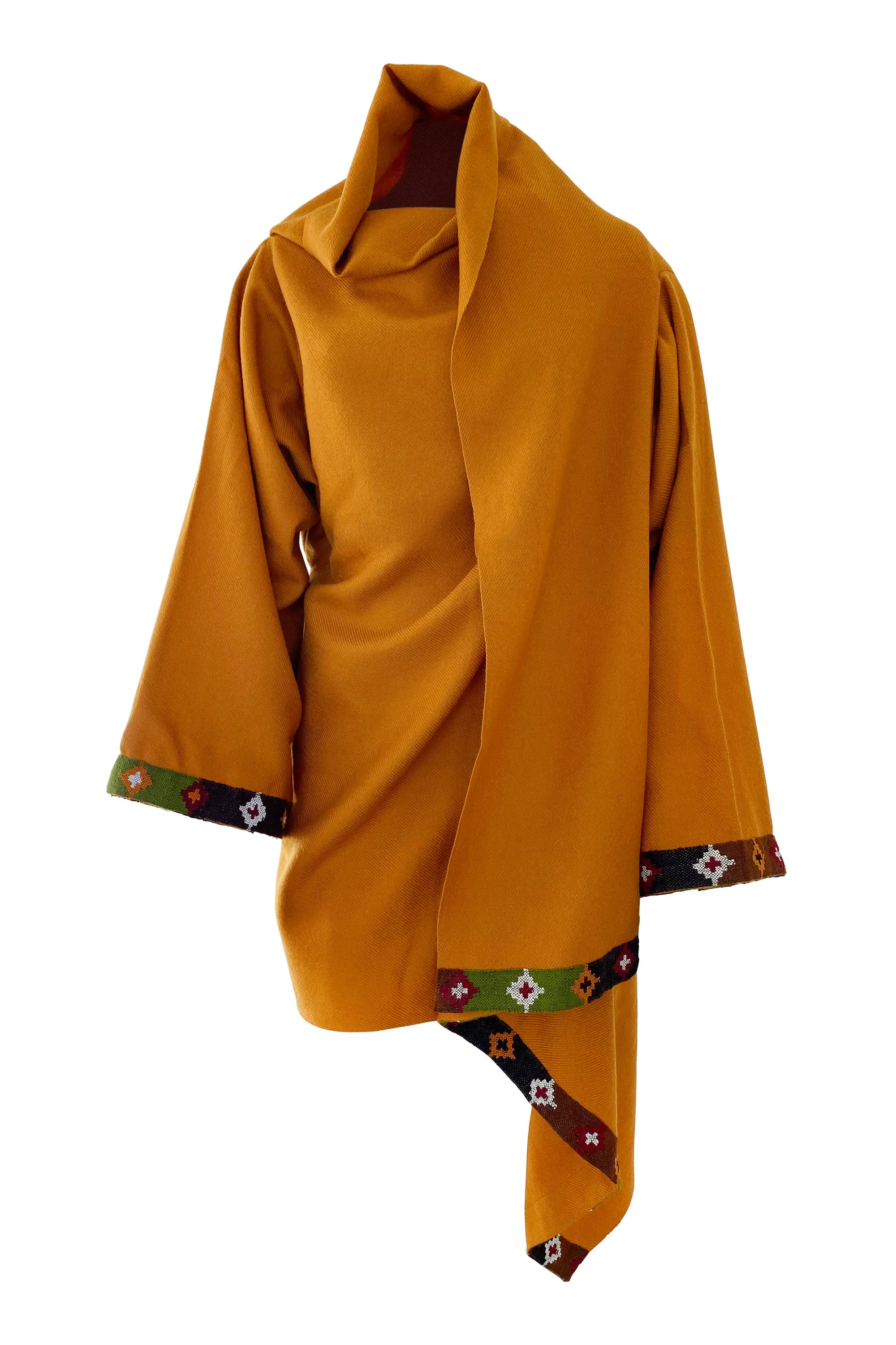 NEW! Wool Cape Coat Cocoon Mustard