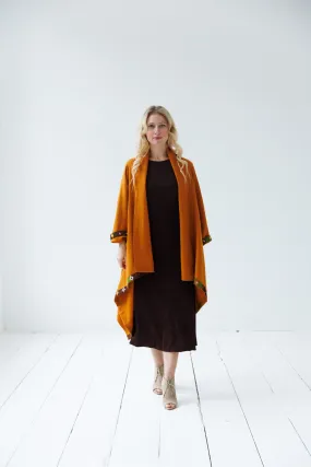 NEW! Wool Cape Coat Cocoon Mustard