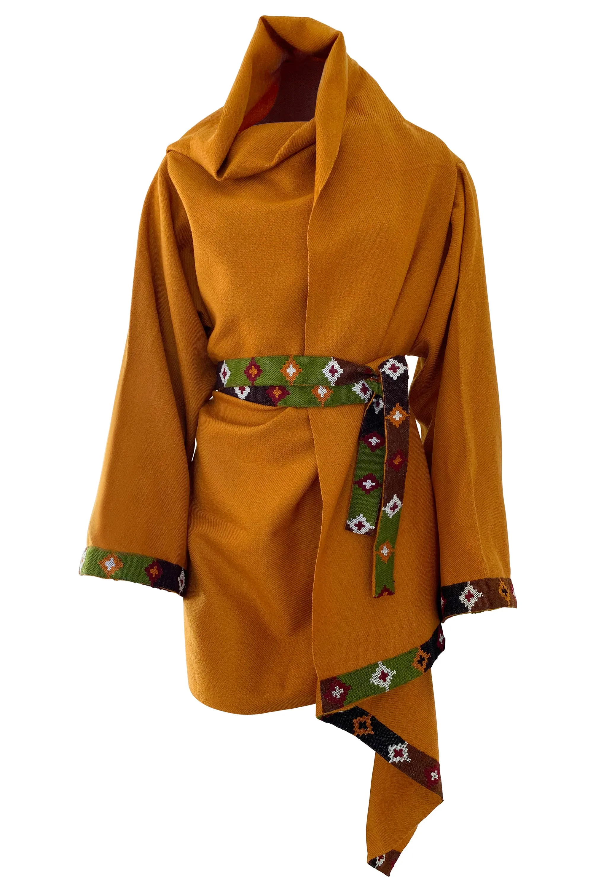 NEW! Wool Cape Coat Cocoon Mustard