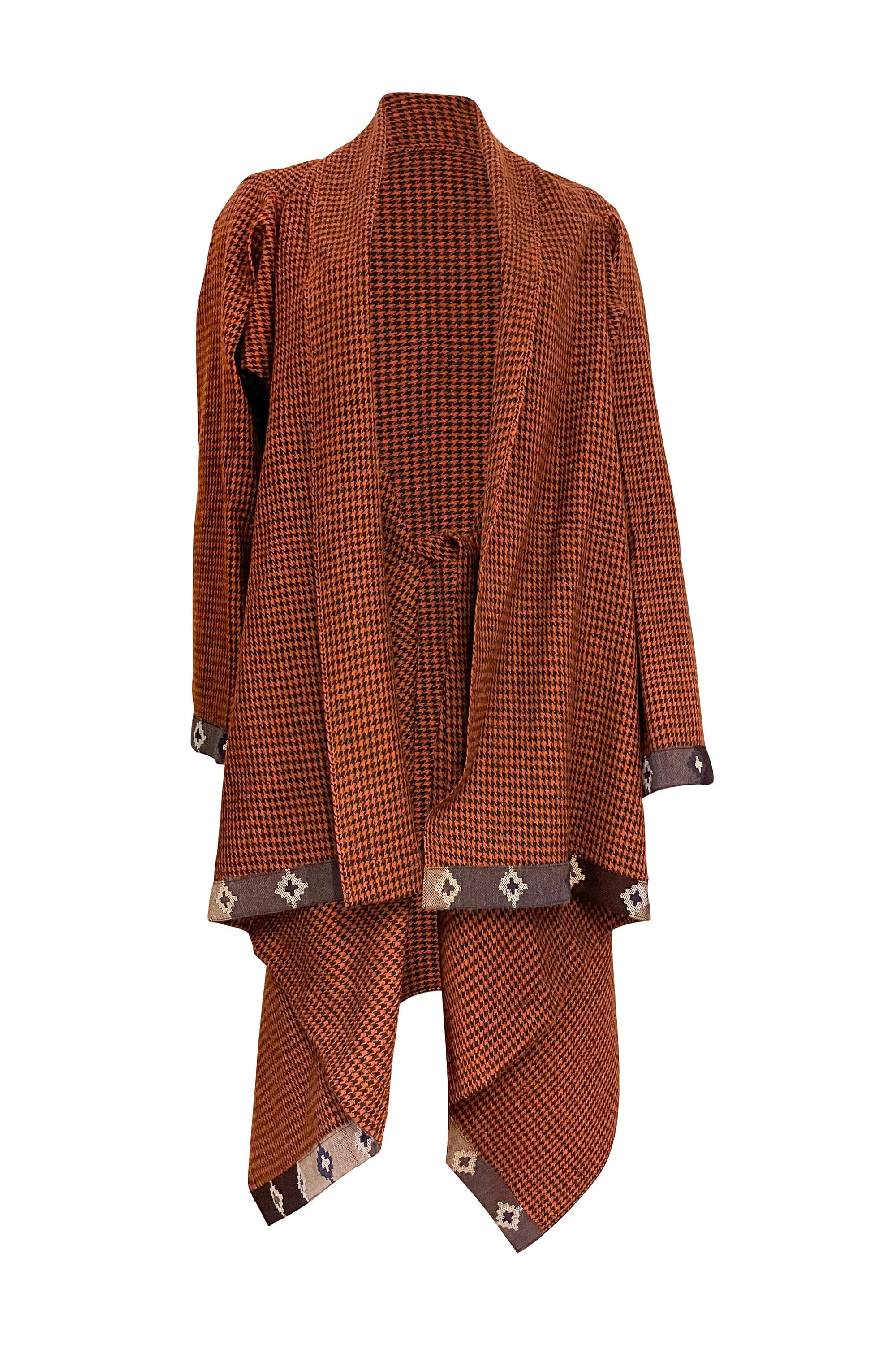 NEW! Wool Cape Coat Cocoon Rust Black