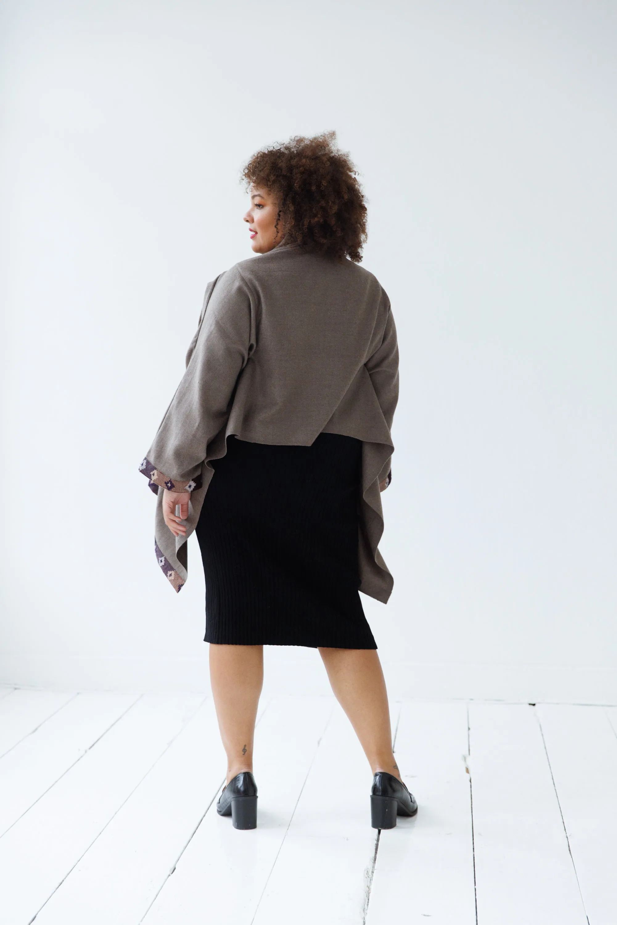 NEW! Wool Cape Coat Cocoon Taupe