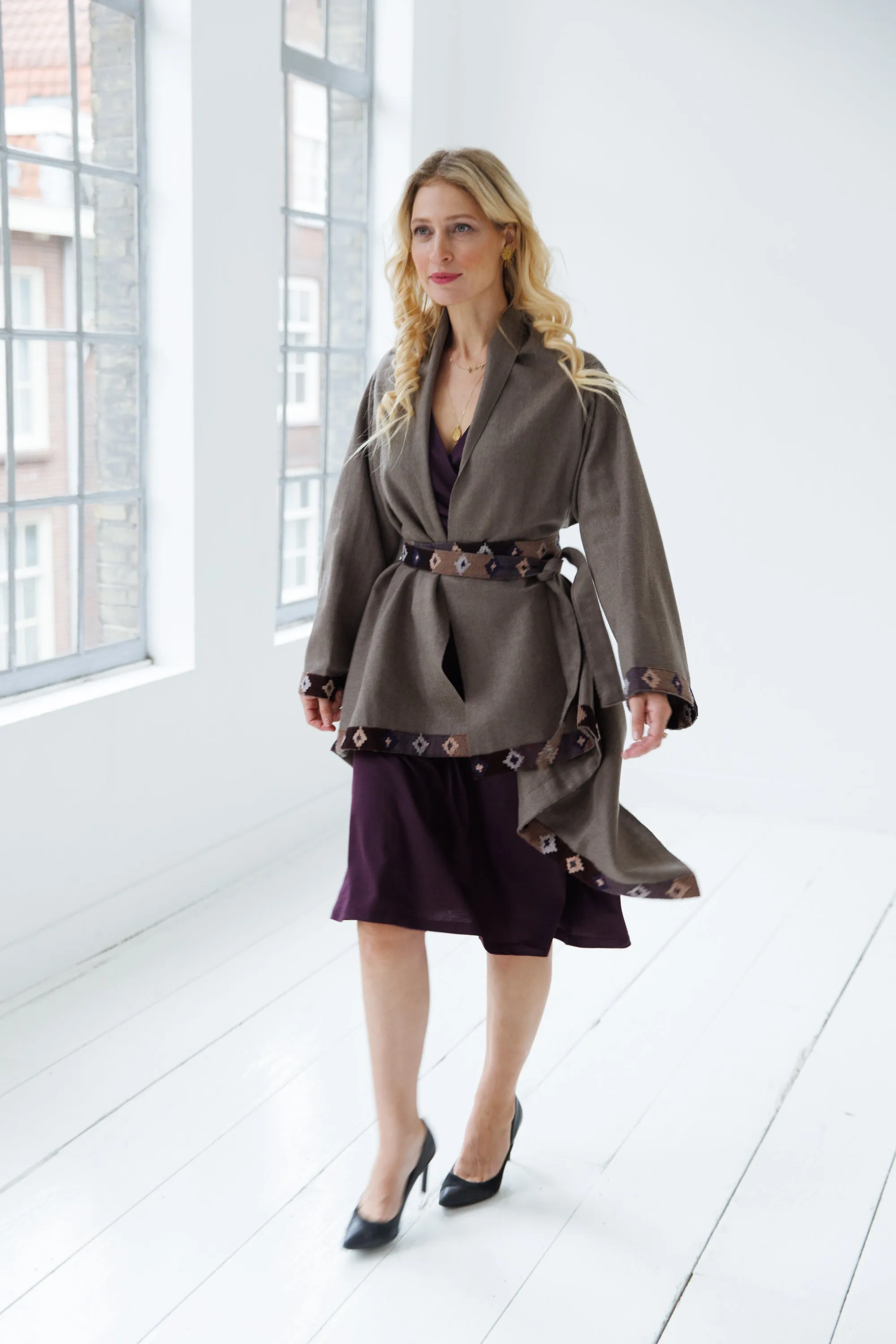 NEW! Wool Cape Coat Cocoon Taupe