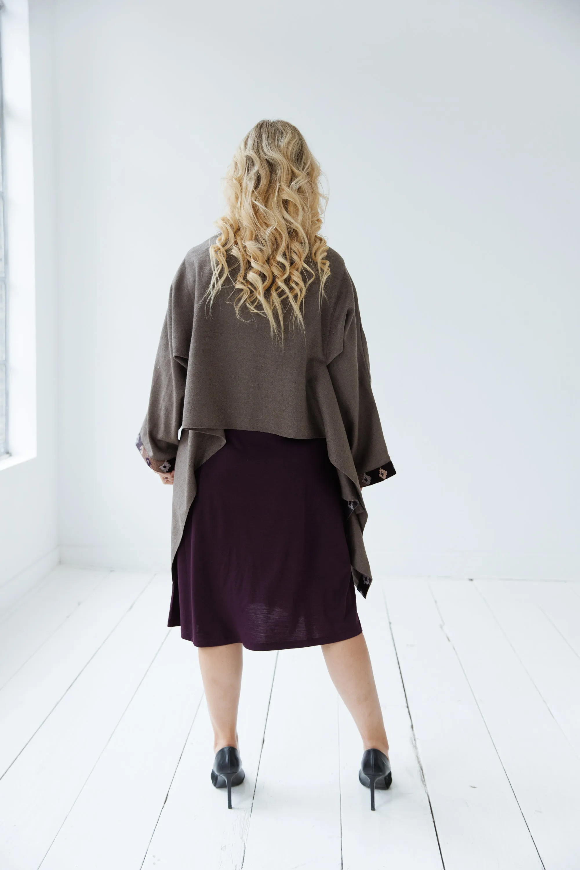 NEW! Wool Cape Coat Cocoon Taupe