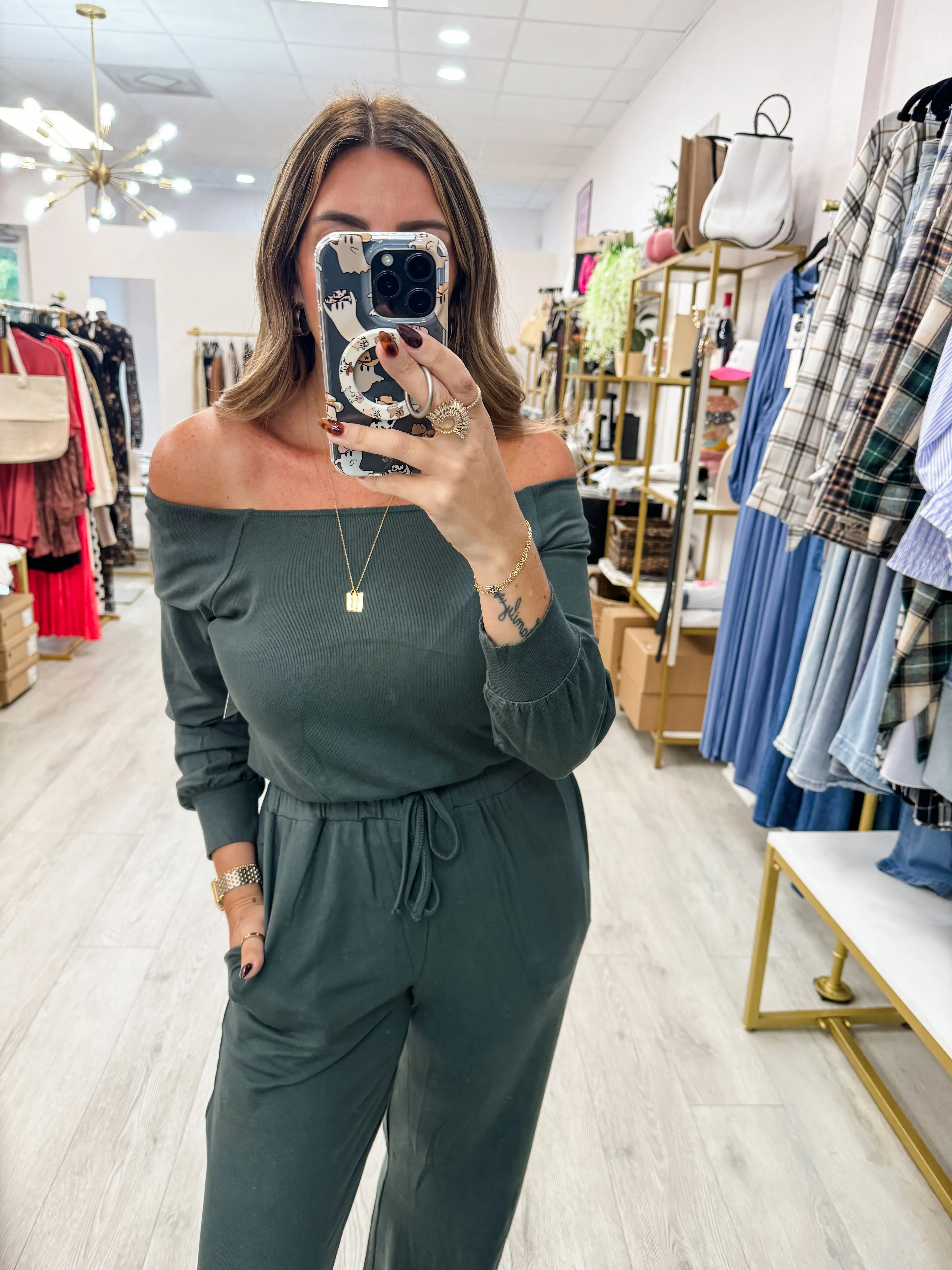 Off Shoulder Lounge Jumpsuit