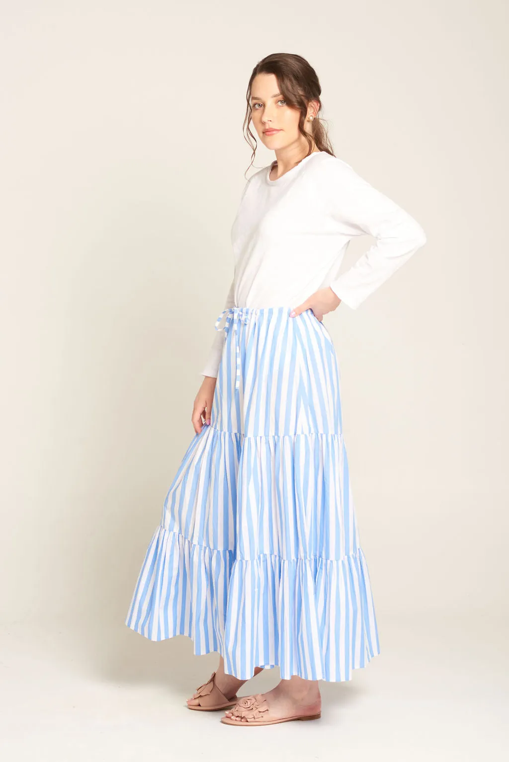 Olivia Skirt Pale Blue/White