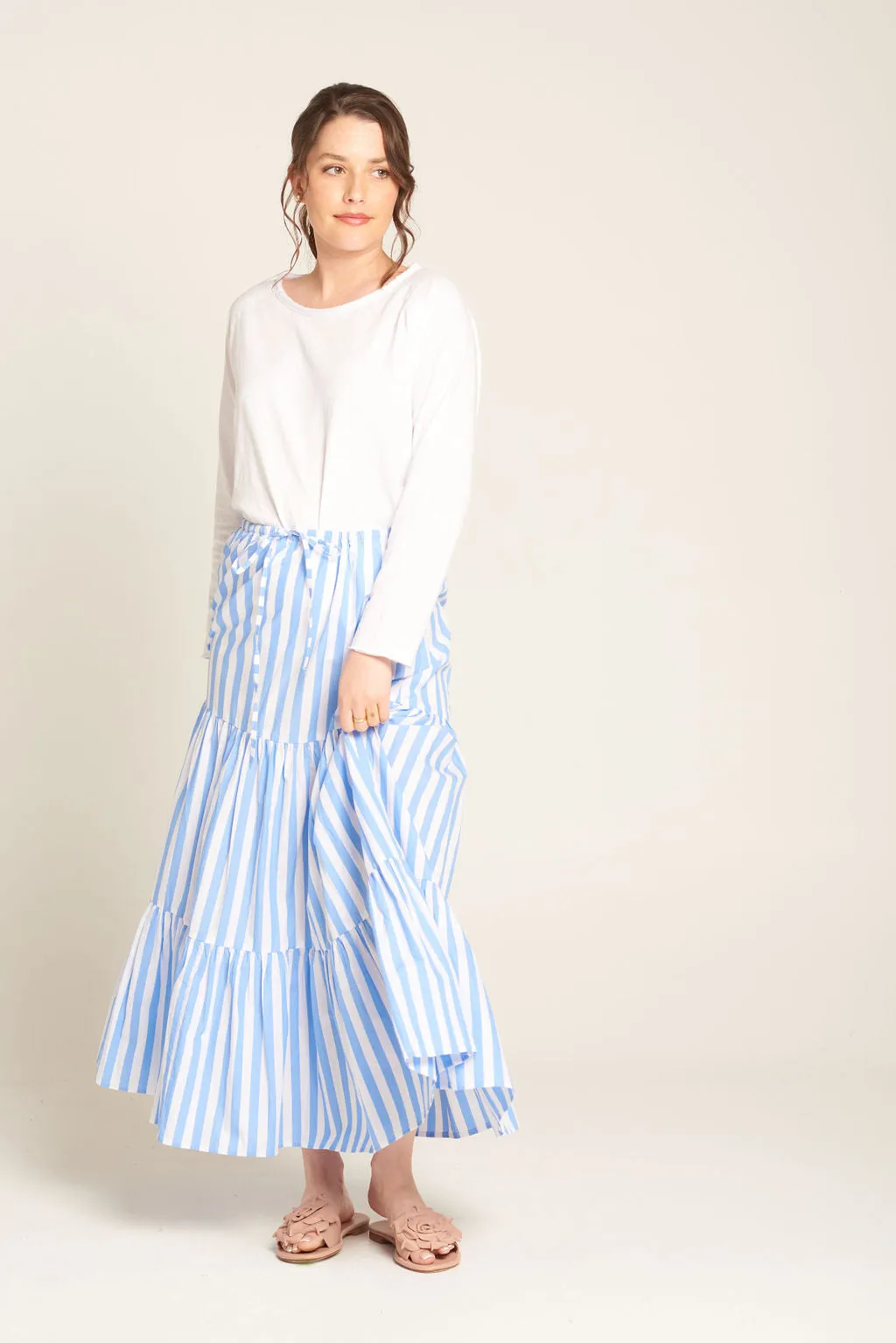 Olivia Skirt Pale Blue/White