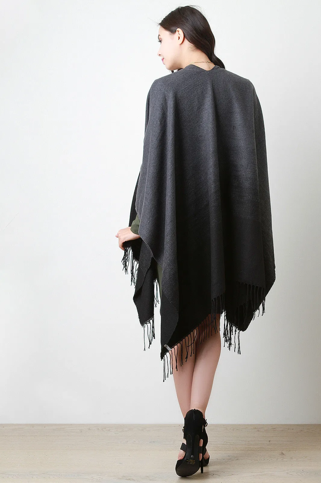 Ombre Woven Fringe Cape