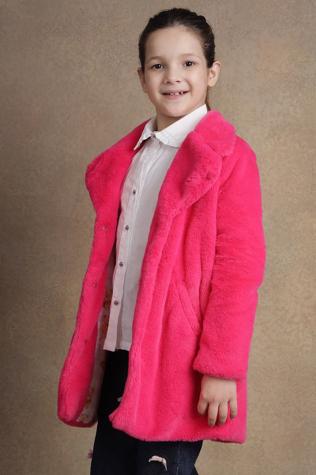 One Friday Kids Girls Peppy Pink Fleece Overcoat