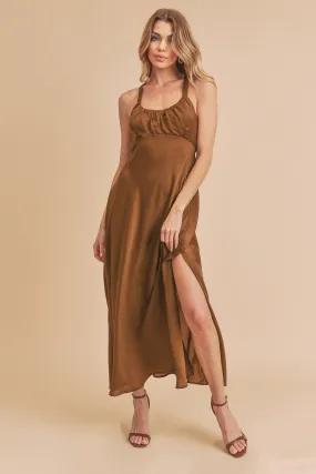 Open Tie-Back Empire Waist Maxi Dress