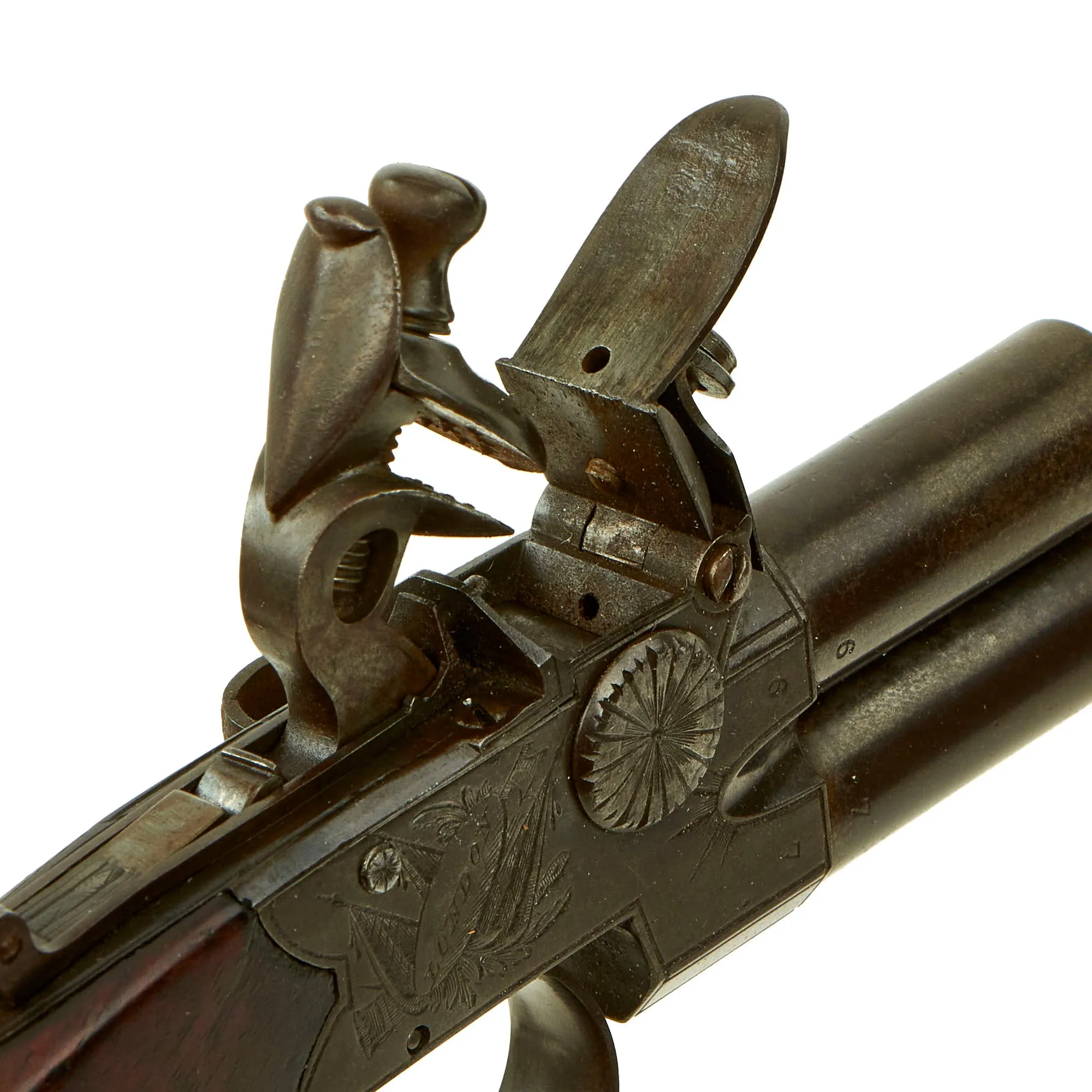 Original British Over & Under Flintlock Double Barrel Tap Action Pistol by Andrews of London c. 1800